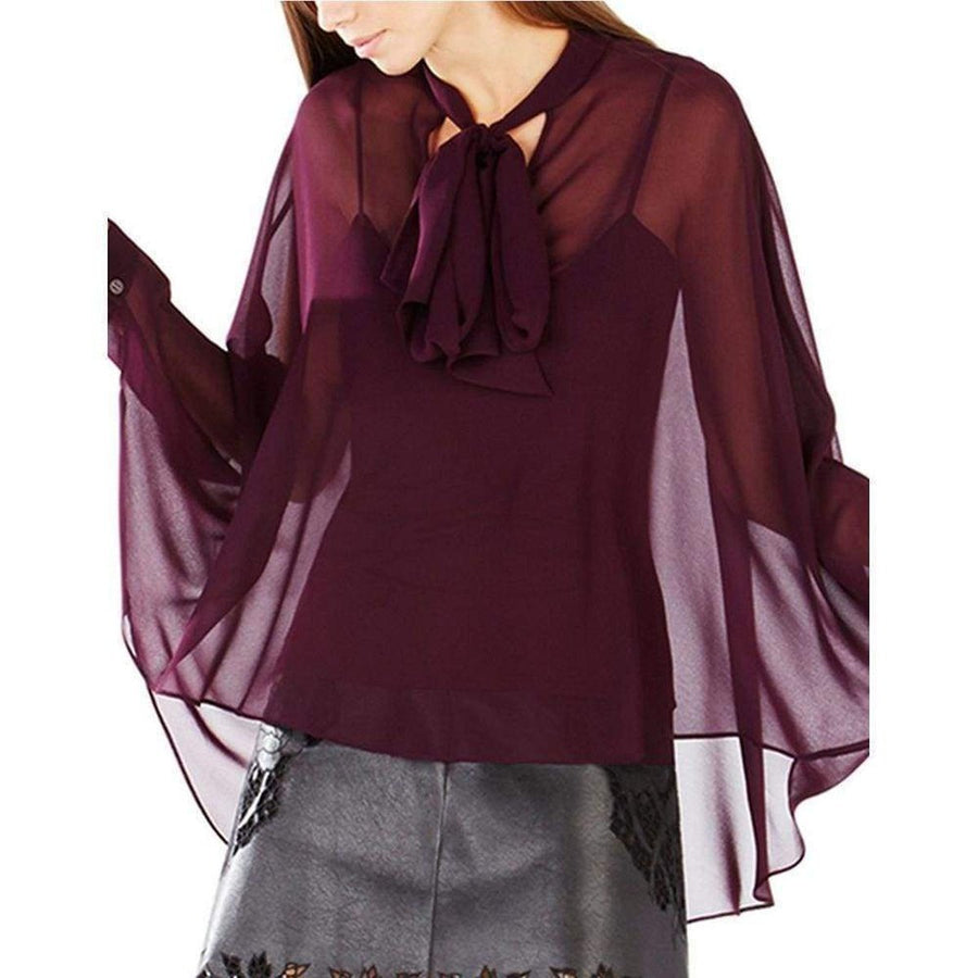 BCBGMAXAZRIA-Katey Tie-Neck Peasant Top - Runway Catalog