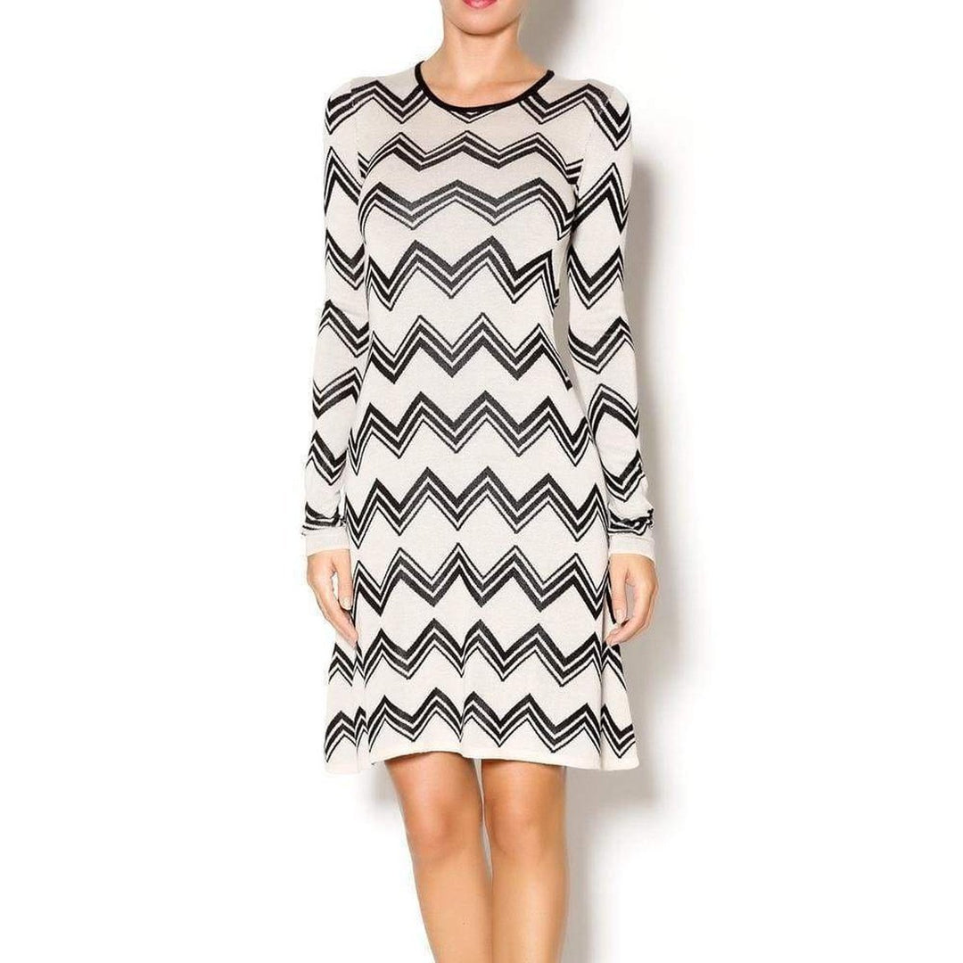 Keeley Jacquard Zigzag Sweater Silk Blend Dress