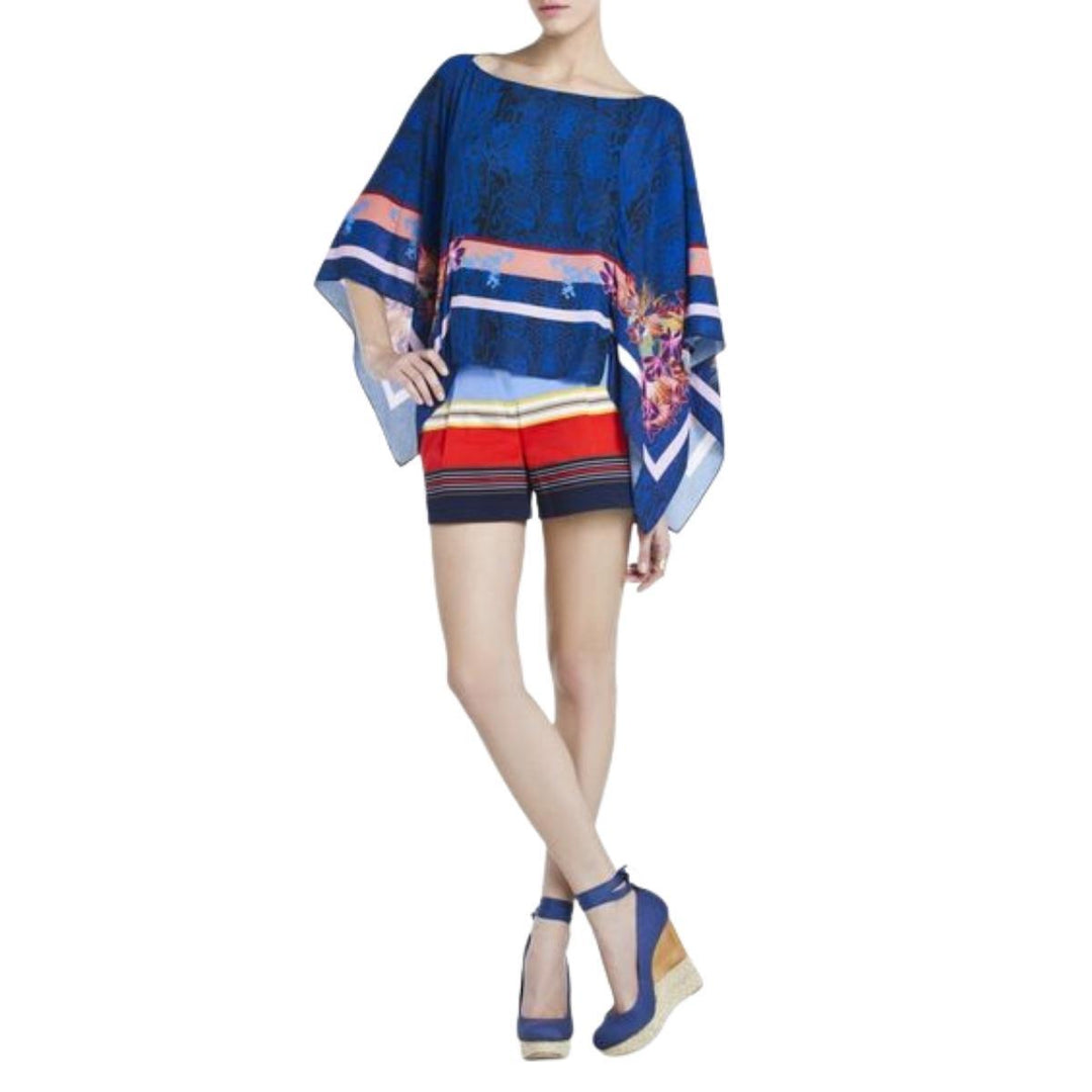 Kei Scarf Print Poncho Top