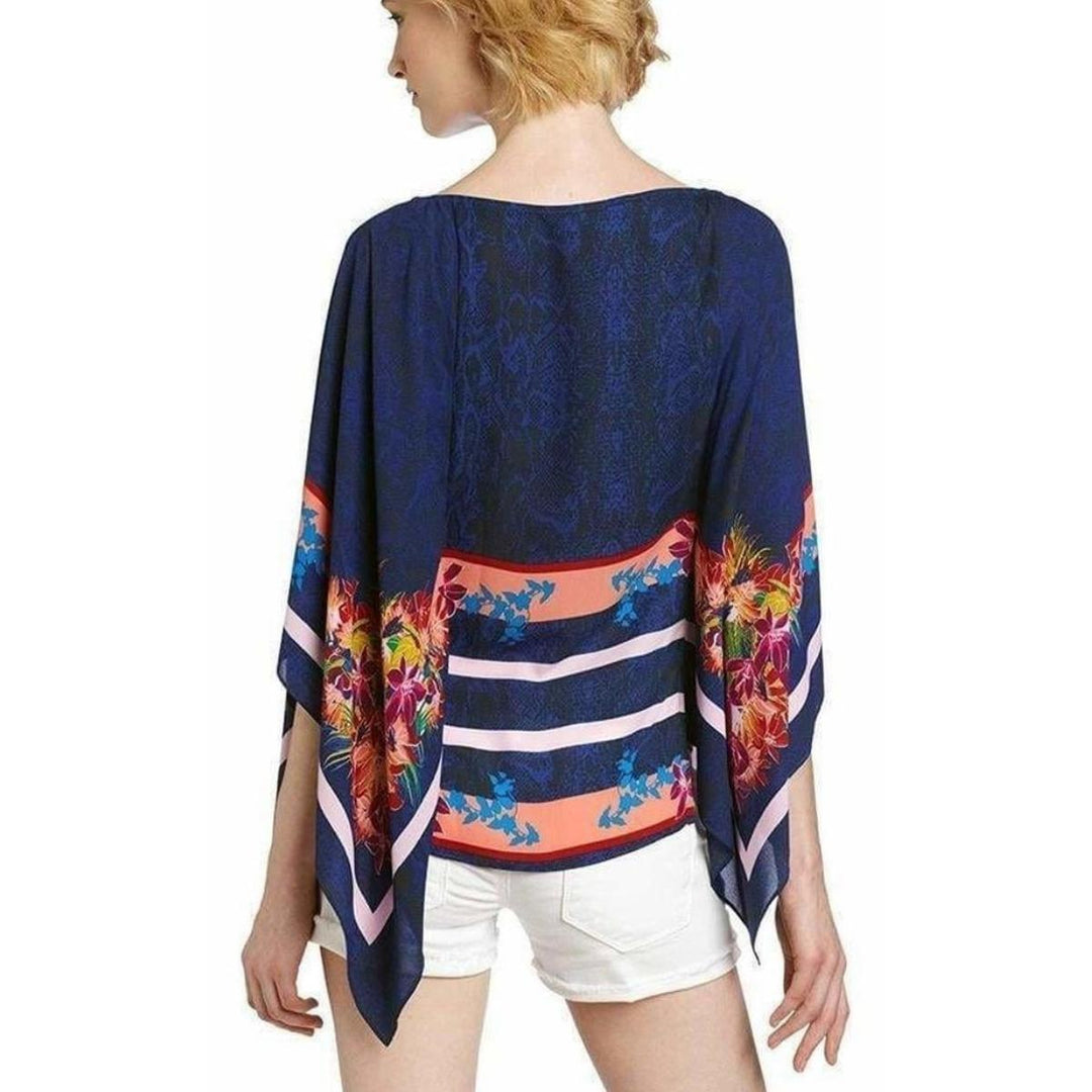Kei Scarf Print Poncho Top