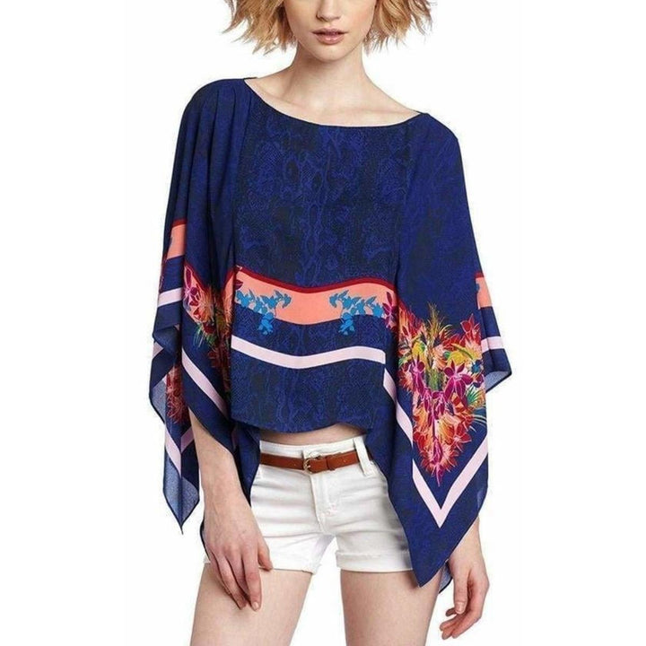 Kei Scarf Print Poncho Top