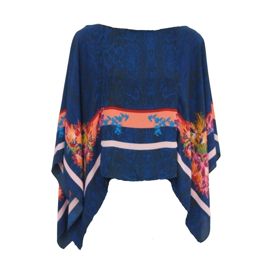 BCBGMAXAZRIA-Kei Scarf Print Poncho Top - Runway Catalog