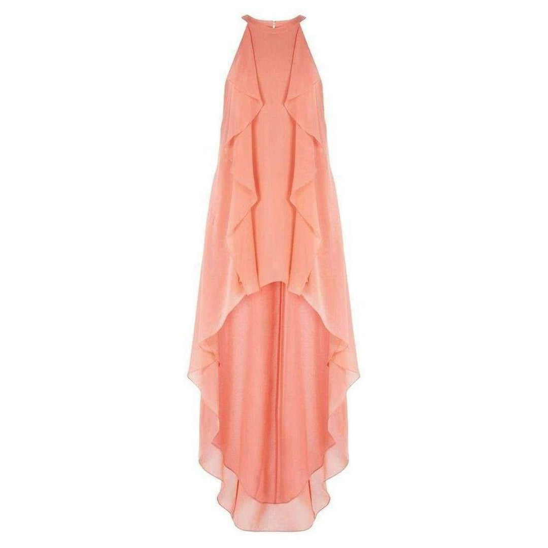 BCBGMAXAZRIA-Kelsia Cascade Ruffle Halter Dress IQI66D43-6R3 - Runway Catalog