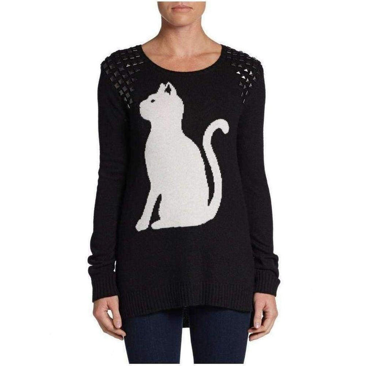 BCBGMAXAZRIA-Keri Intarsia Studded Cashmere Blend Pullover - Runway Catalog