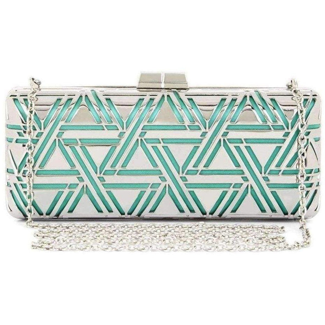 BCBGMAXAZRIA-Kerri Metal Triangle Cage Clutch - Runway Catalog