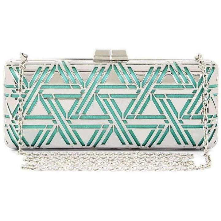 BCBGMAXAZRIA-Kerri Metal Triangle Cage Clutch - Runway Catalog