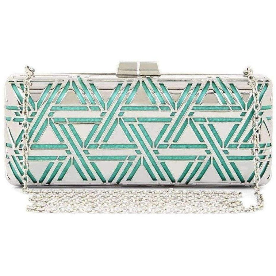 BCBGMAXAZRIA-Kerri Metal Triangle Cage Clutch - Runway Catalog