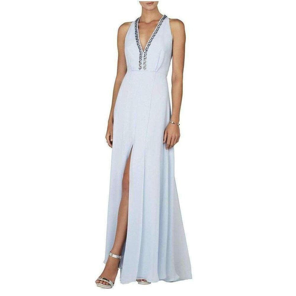 BCBGMAXAZRIA-Kristyn Plunging V-Neck T-Back Dress - Runway Catalog