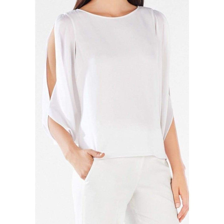 Kyleigh Fringe-Back Slit-Sleeve Top