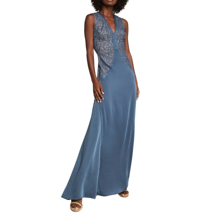 Lace Embroidered Satin Gown