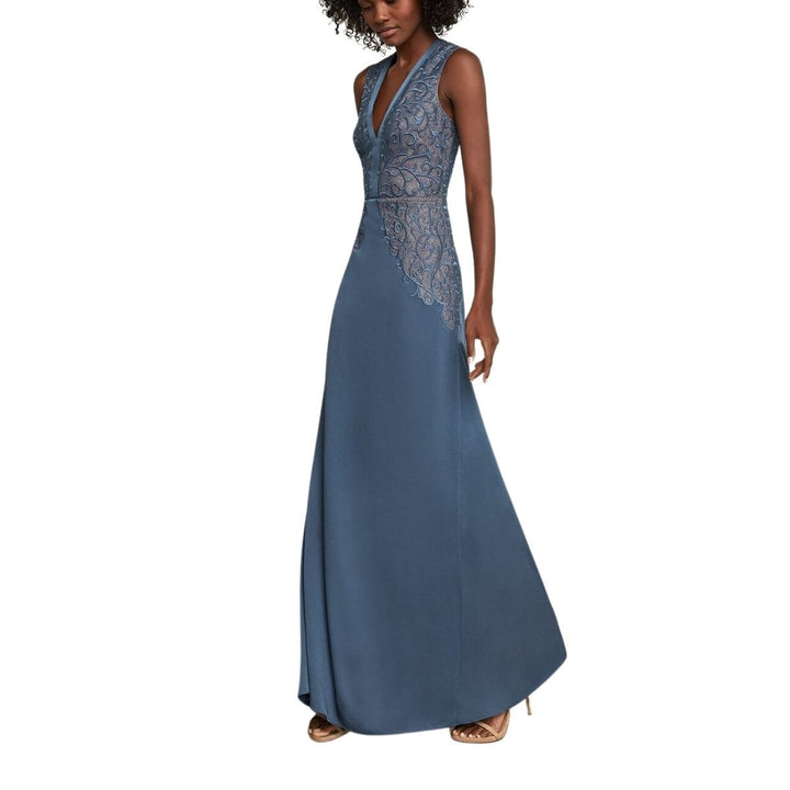 Lace Embroidered Satin Gown