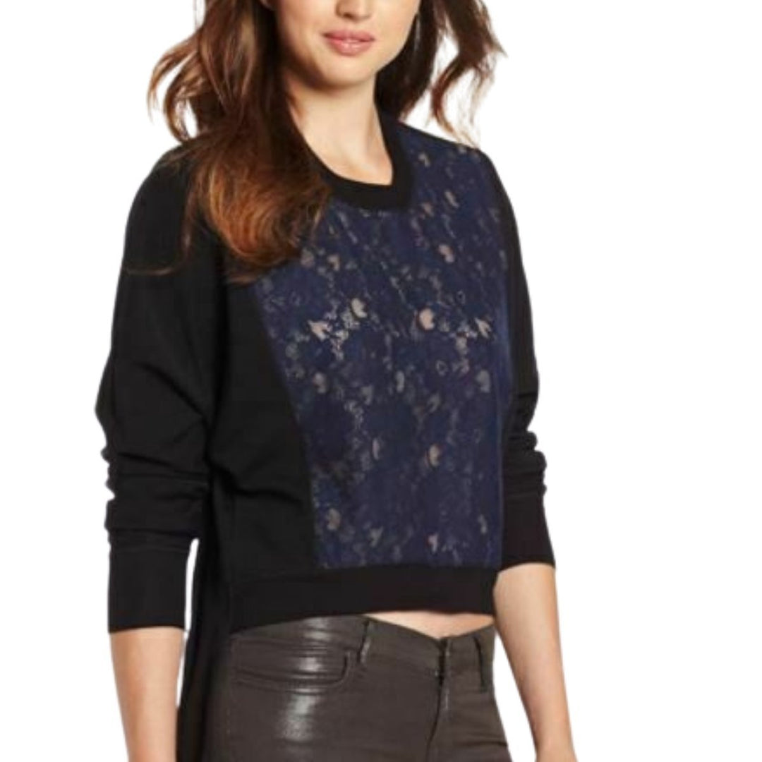 BCBGMAXAZRIA-Lace Sheer Iza Long Sleeve Top - Runway Catalog