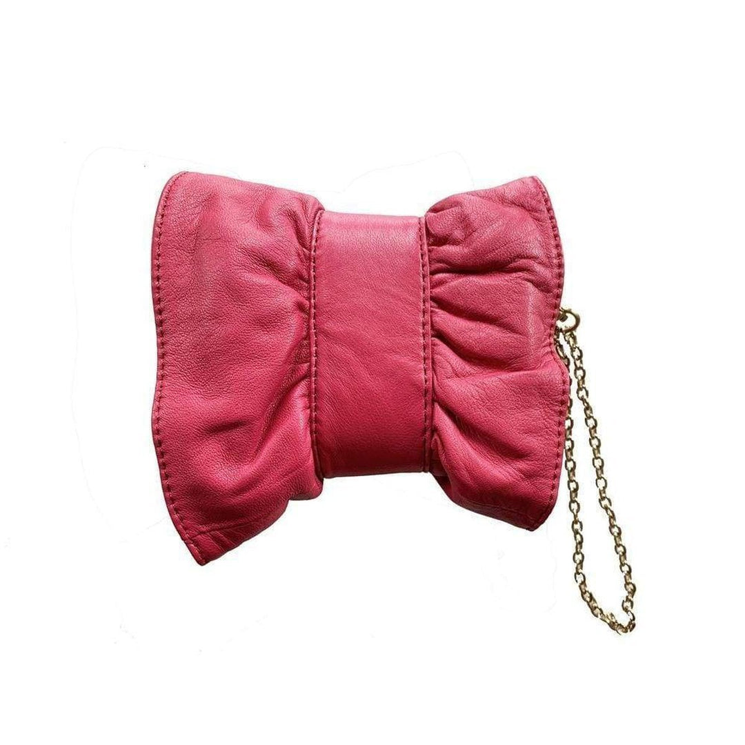 Leather Bow Wristlet in Pink