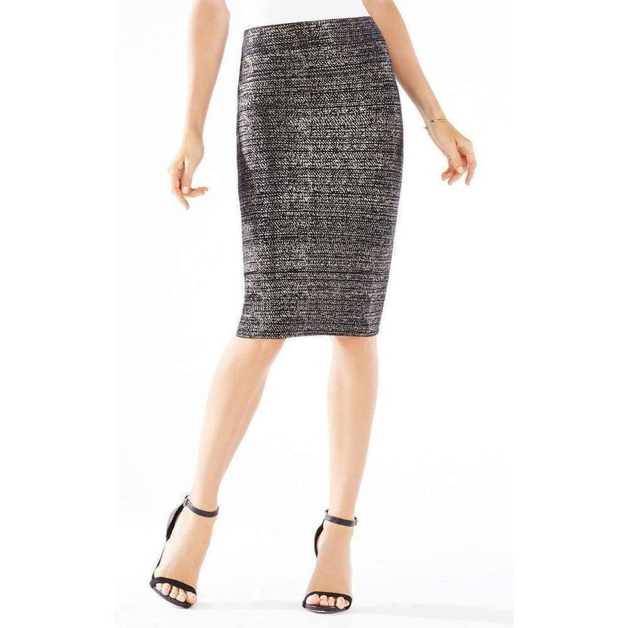 BCBGMAXAZRIA-Leger Pencil Skirt in Metallic Foil - Runway Catalog