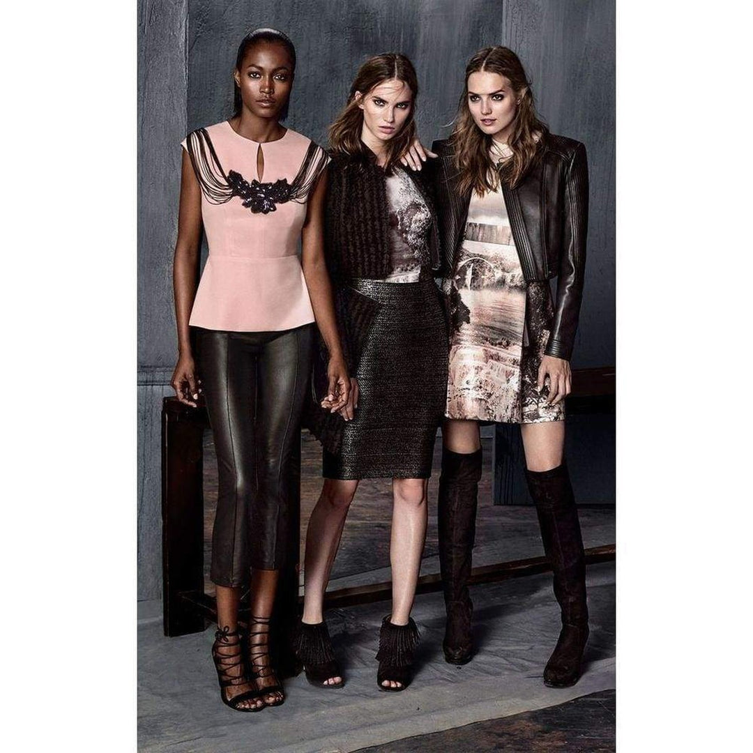 Metallic Foil Leger Pencil Skirt