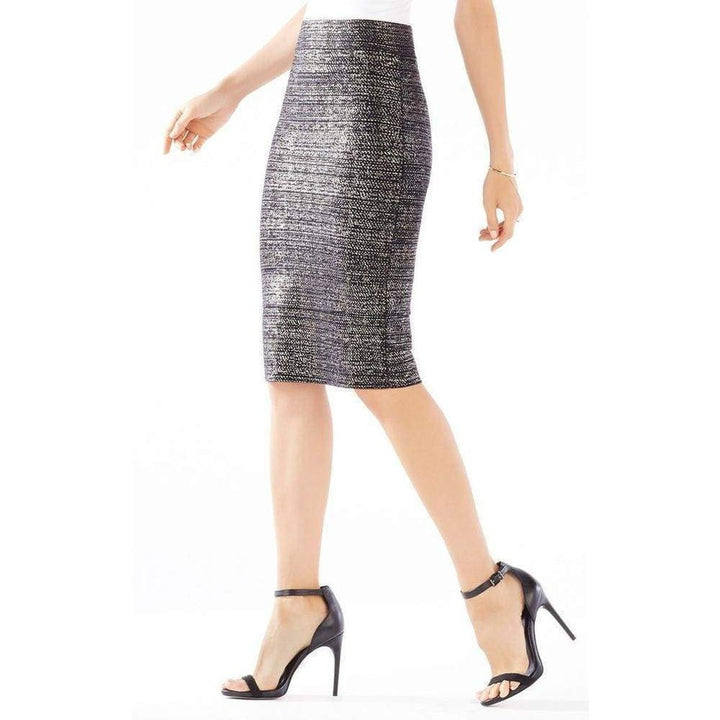 Metallic Foil Leger Pencil Skirt