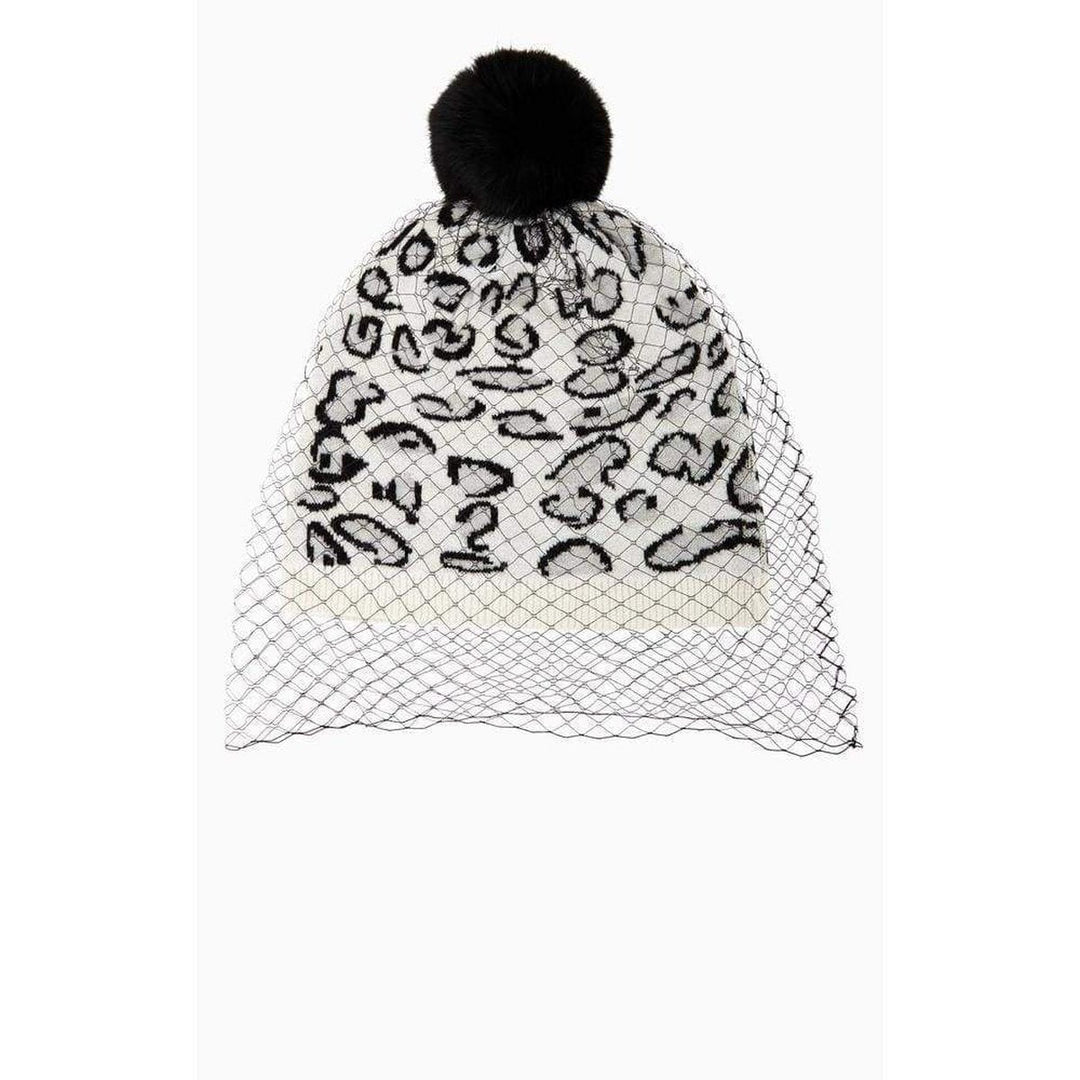 BCBGMAXAZRIA-Leopard Print Veiled Beanie - Runway Catalog