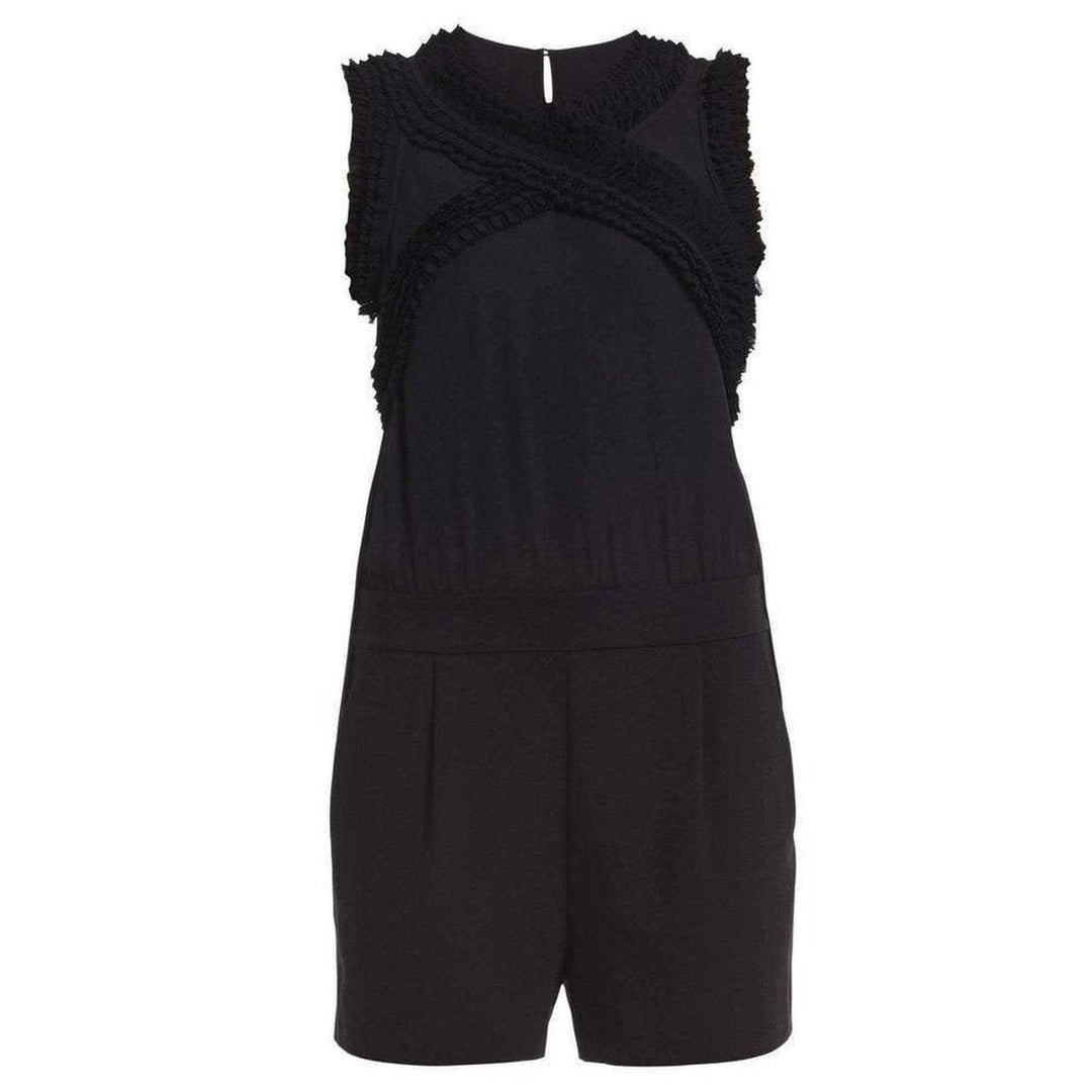 BCBGMAXAZRIA-Lexxi Sleeveless Ruffle-Trim Romper - Runway Catalog