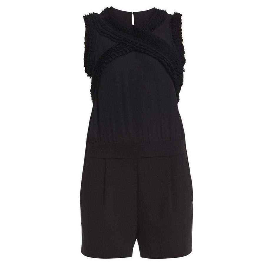 BCBGMAXAZRIA-Lexxi Sleeveless Ruffle-Trim Romper - Runway Catalog