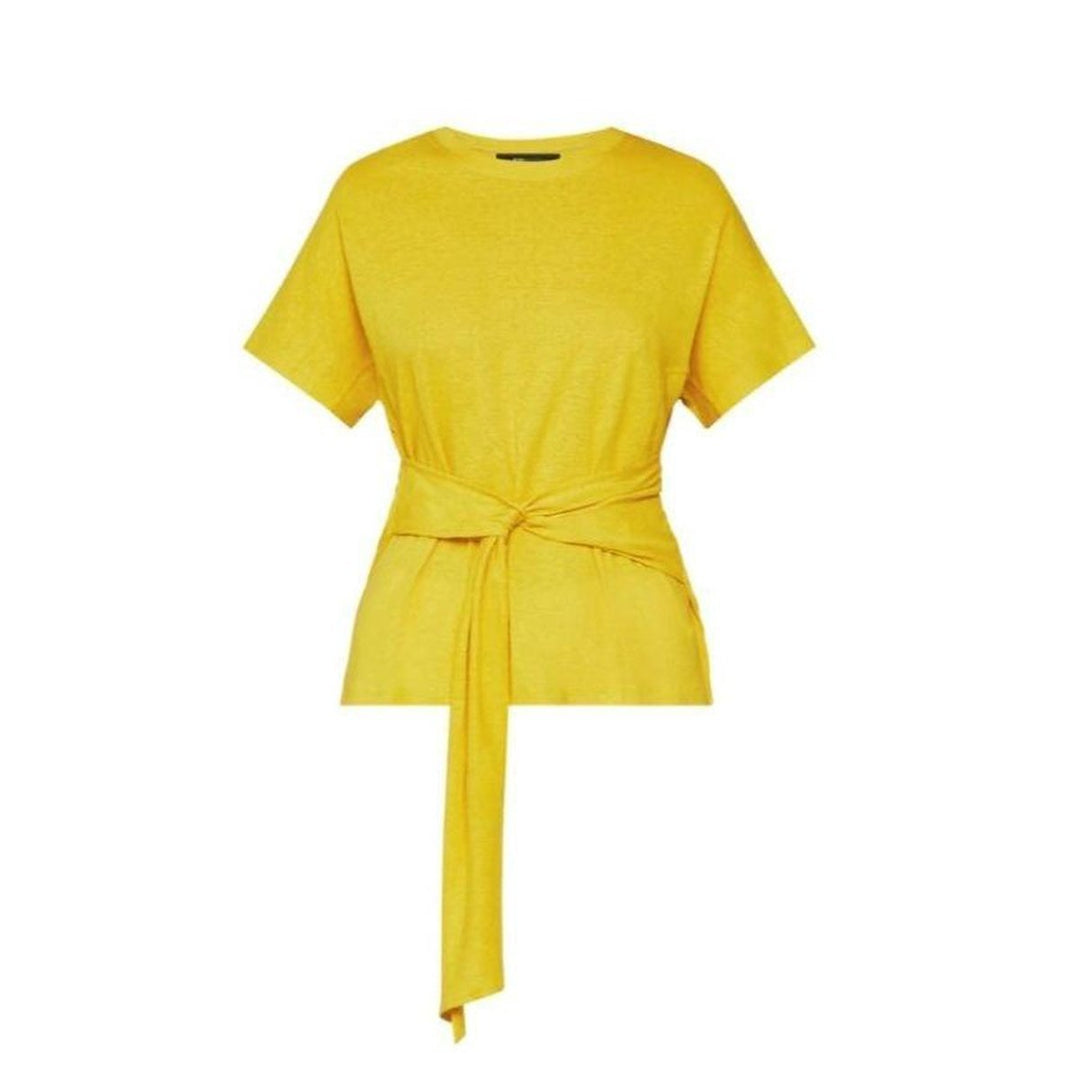 BCBGMAXAZRIA-Linen Jersey Wrap Top - Runway Catalog