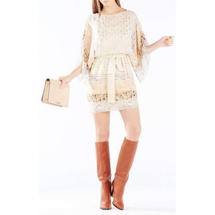 BCBGMAXAZRIA-Lois Silk Paillette Striped Kimono Dress - Runway Catalog