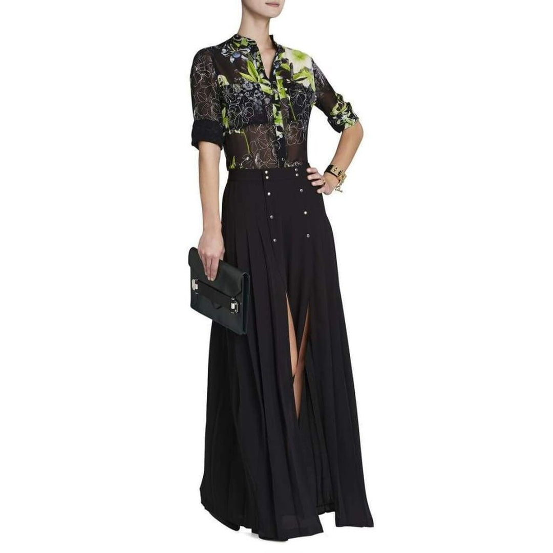 Loora Printed Long-Sleeve Silk Blouse