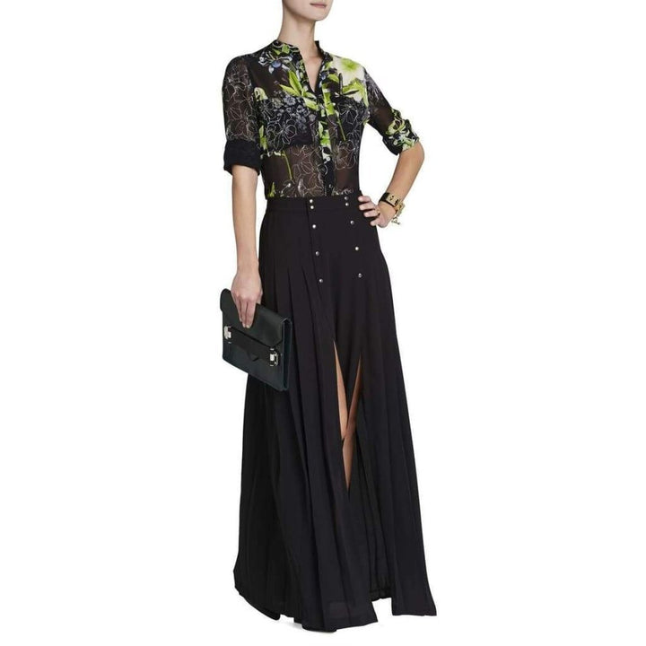 Loora Printed Long-Sleeve Silk Blouse
