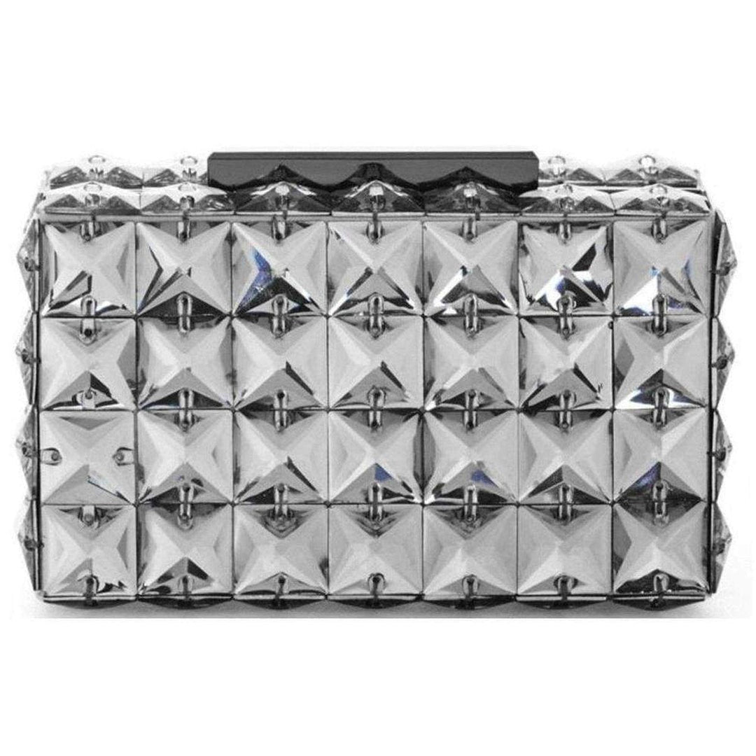 BCBGMAXAZRIA-Lulu Square Charcoal Crystal Clutch Bag - Runway Catalog