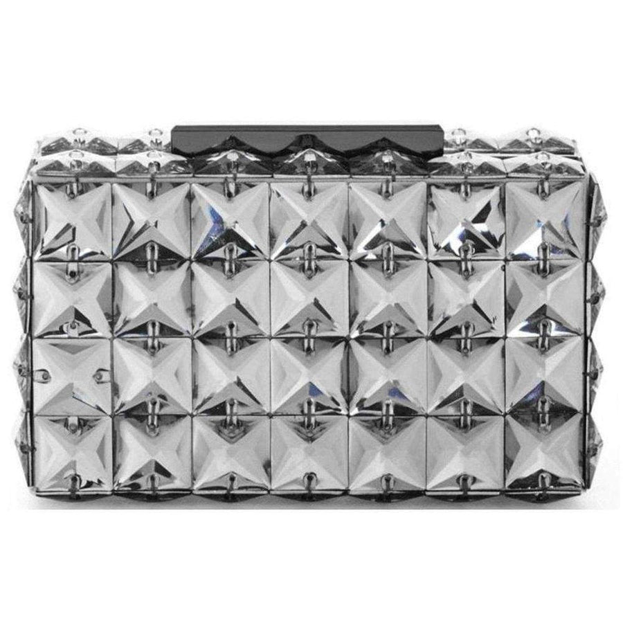BCBGMAXAZRIA-Lulu Square Charcoal Crystal Clutch Bag - Runway Catalog