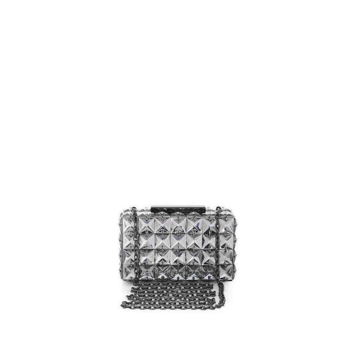 Lulu Square Charcoal Crystal Clutch Bag