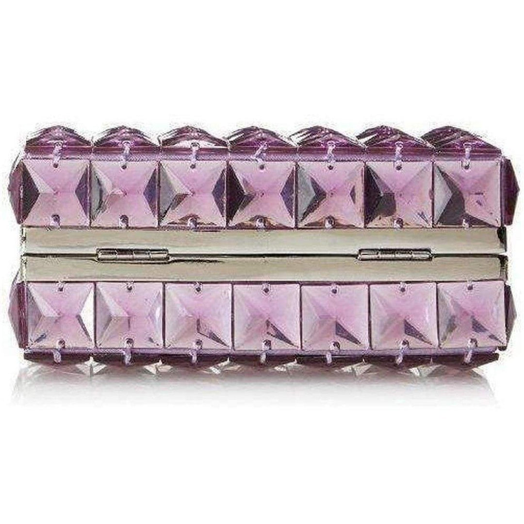 Lulu Square Purple Crystal Clutch Bag