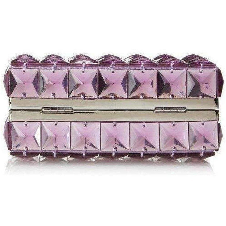 Lulu Square Purple Crystal Clutch Bag