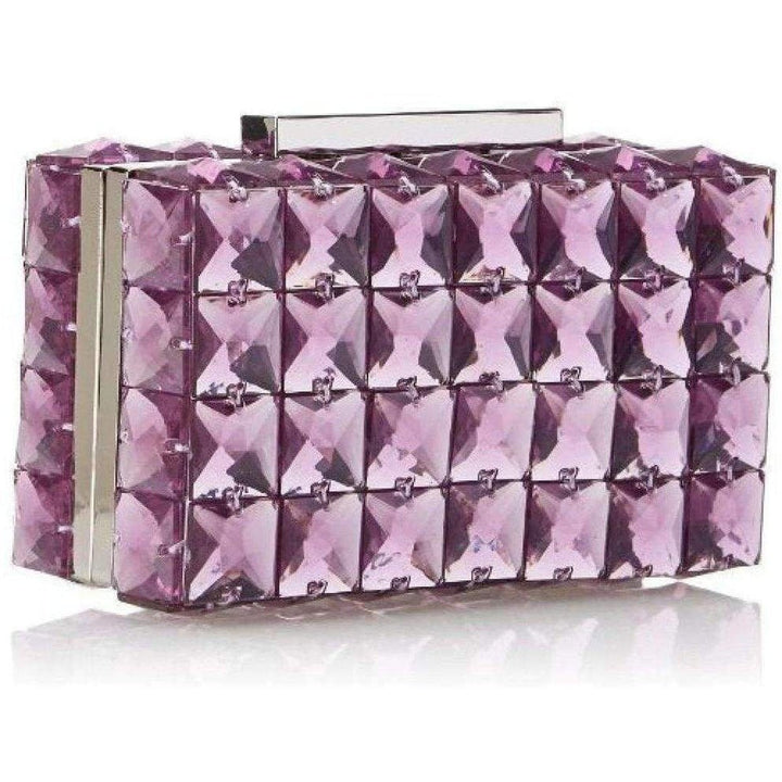 BCBGMAXAZRIA-Lulu Square Purple Crystal Clutch Bag - Runway Catalog
