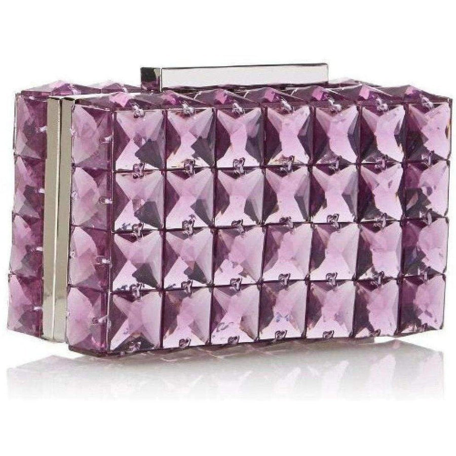 BCBGMAXAZRIA-Lulu Square Purple Crystal Clutch Bag - Runway Catalog