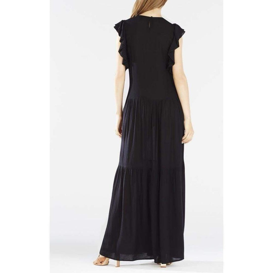 Lyndsy Flutter Sleeve Cutout Embroidered Maxi Dress