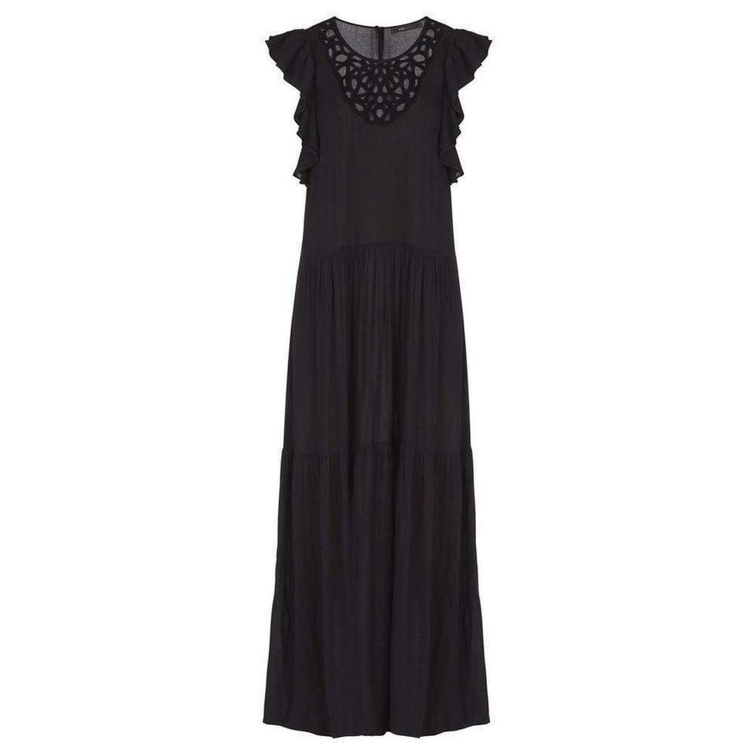 BCBGMAXAZRIA-Lyndsy Flutter Sleeve Cutout Embroidered Maxi Dress - Runway Catalog