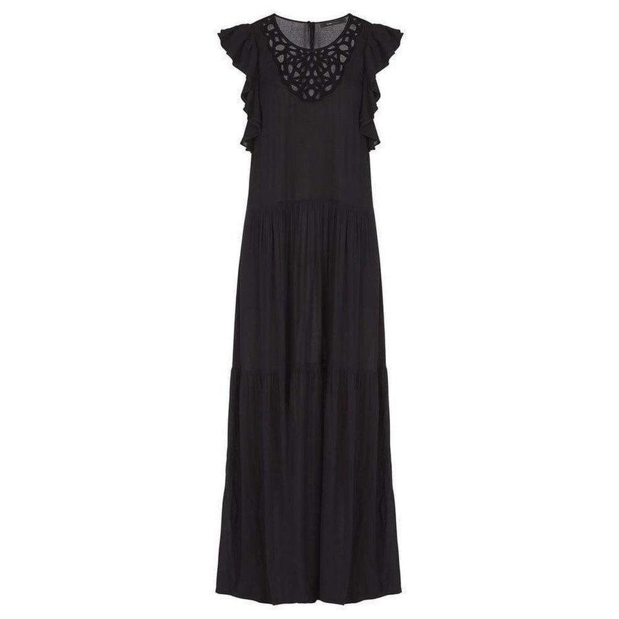 BCBGMAXAZRIA-Lyndsy Flutter Sleeve Cutout Embroidered Maxi Dress - Runway Catalog