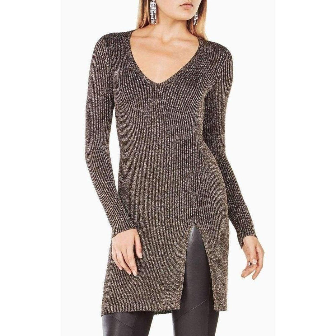 Macki Metallic V-Neck Tunic Dress