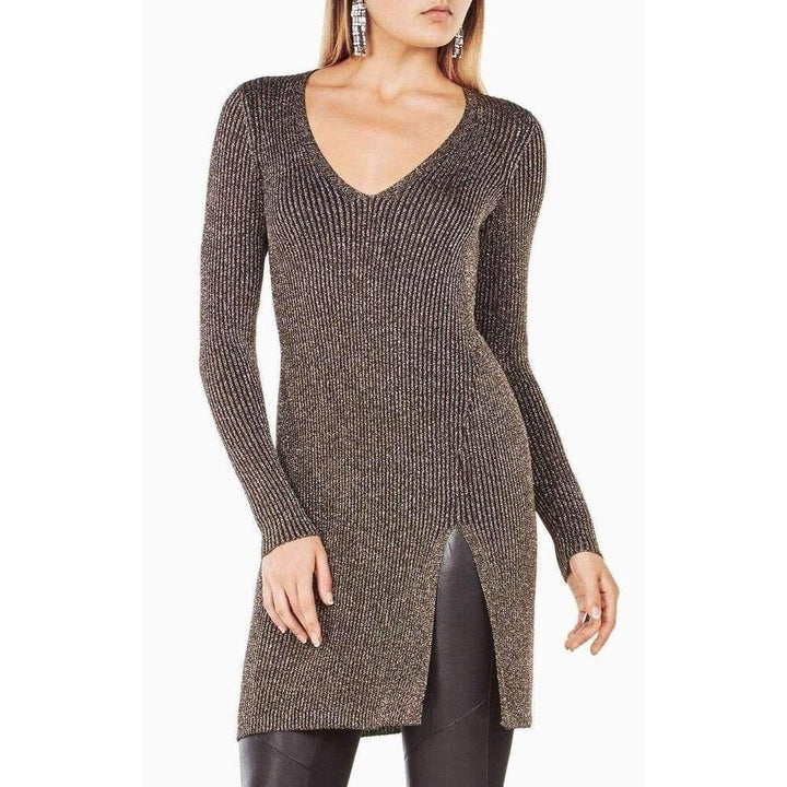 Macki Metallic V-Neck Tunic Dress
