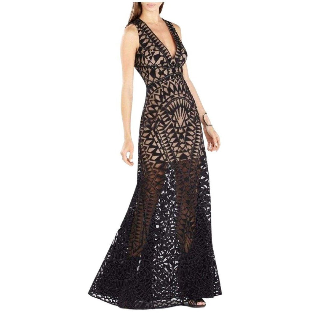 Maranda Burnout Lace Maxi Dress Gown