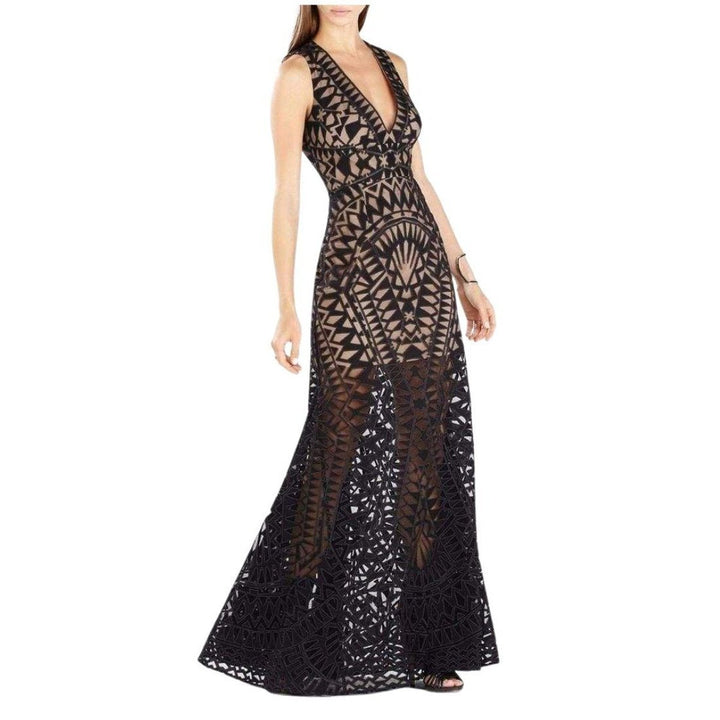 Maranda Burnout Lace Maxi Dress Gown
