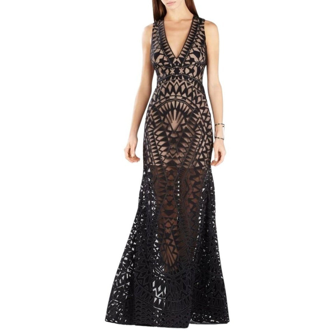 BCBGMAXAZRIA-Maranda Burnout Lace Maxi Dress Gown - Runway Catalog