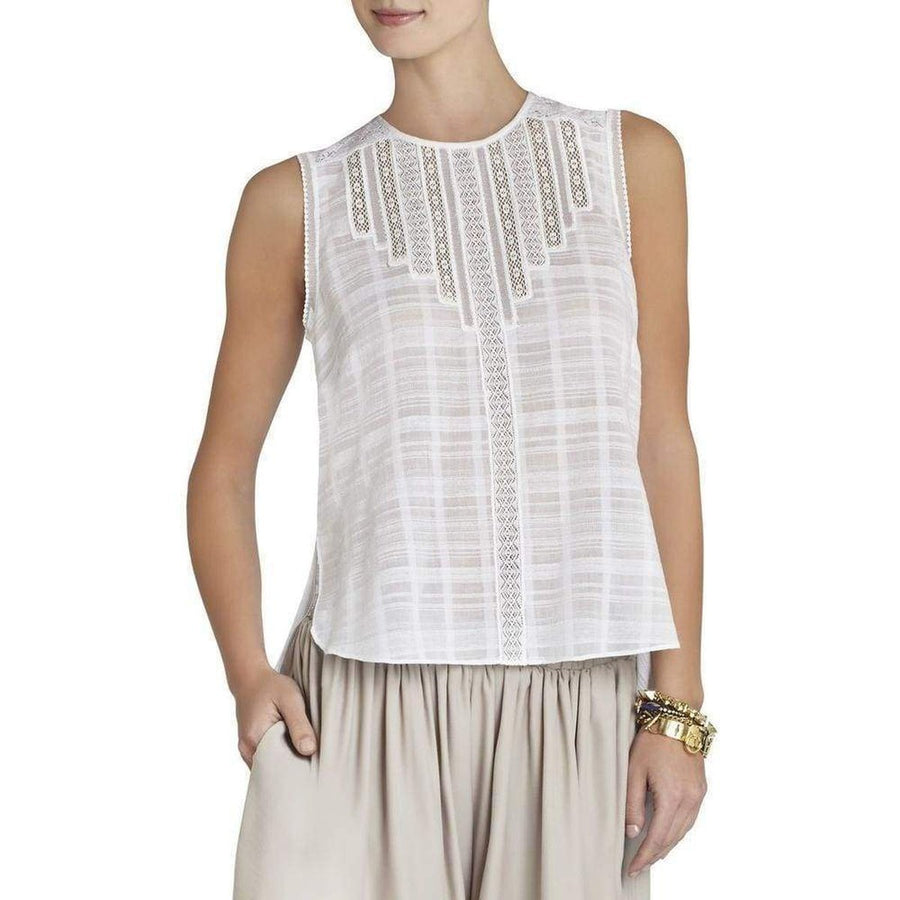 BCBGMAXAZRIA-Marci Sleeveless Lace-Trim Top - Runway Catalog