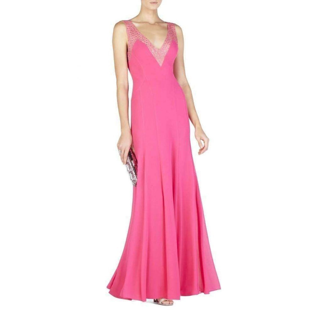 Embellished Plunging V-Neck Gown