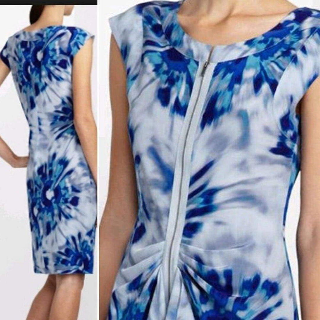 Marisol Blue Combo Silk Zip Front Dress