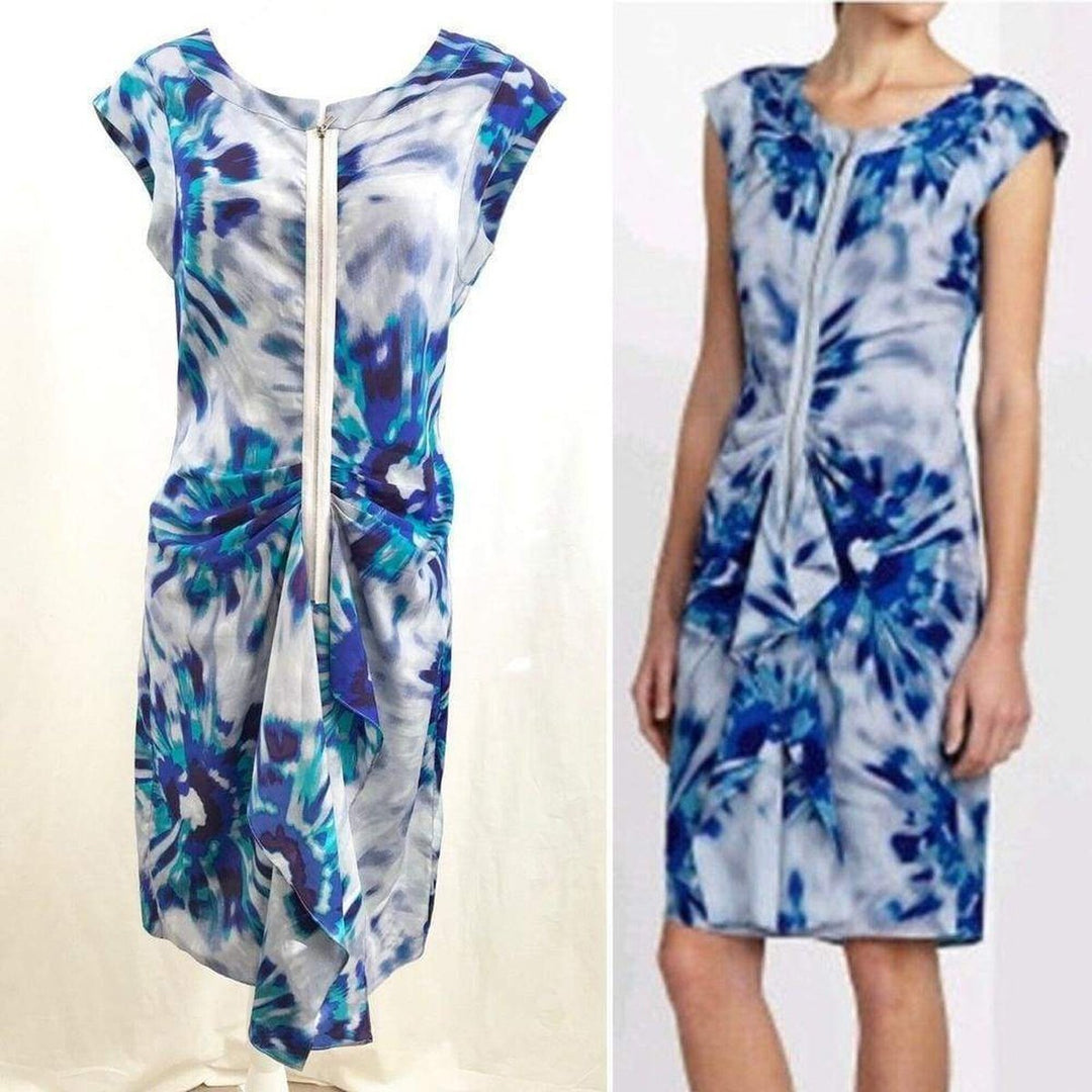 Marisol Blue Combo Silk Zip Front Dress