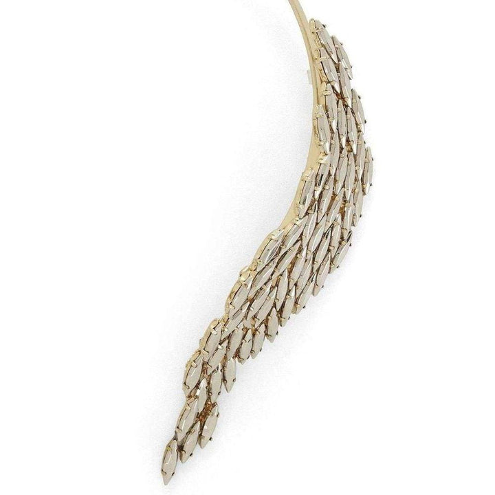 Metal Stone Fringe Collar Necklace