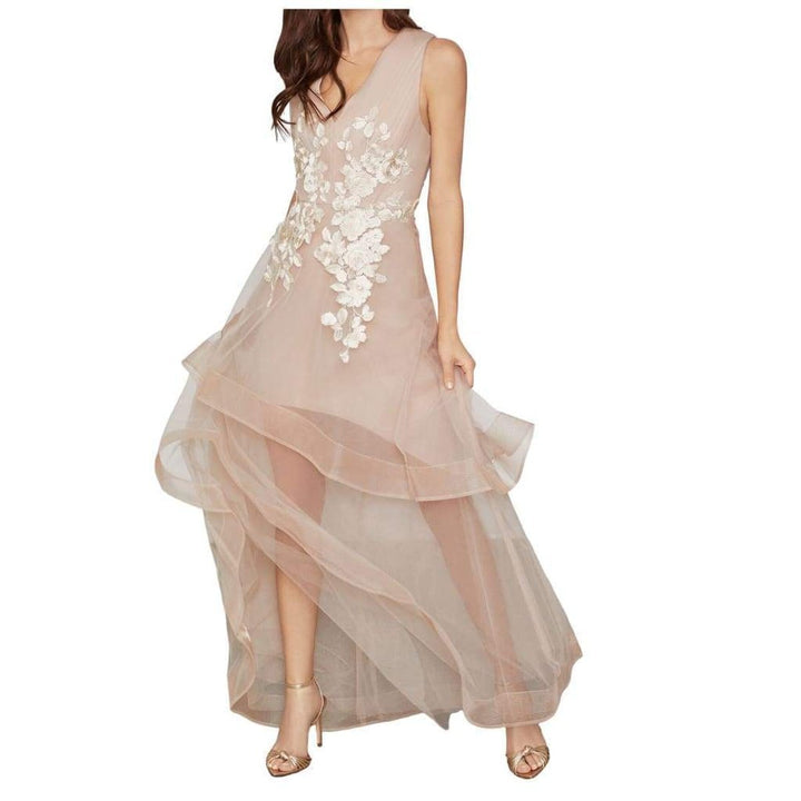 Metallic Lace Applique Gown