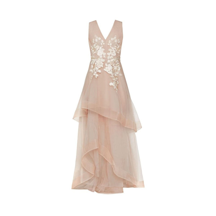 BCBGMAXAZRIA-Metallic Lace Applique Gown - Runway Catalog