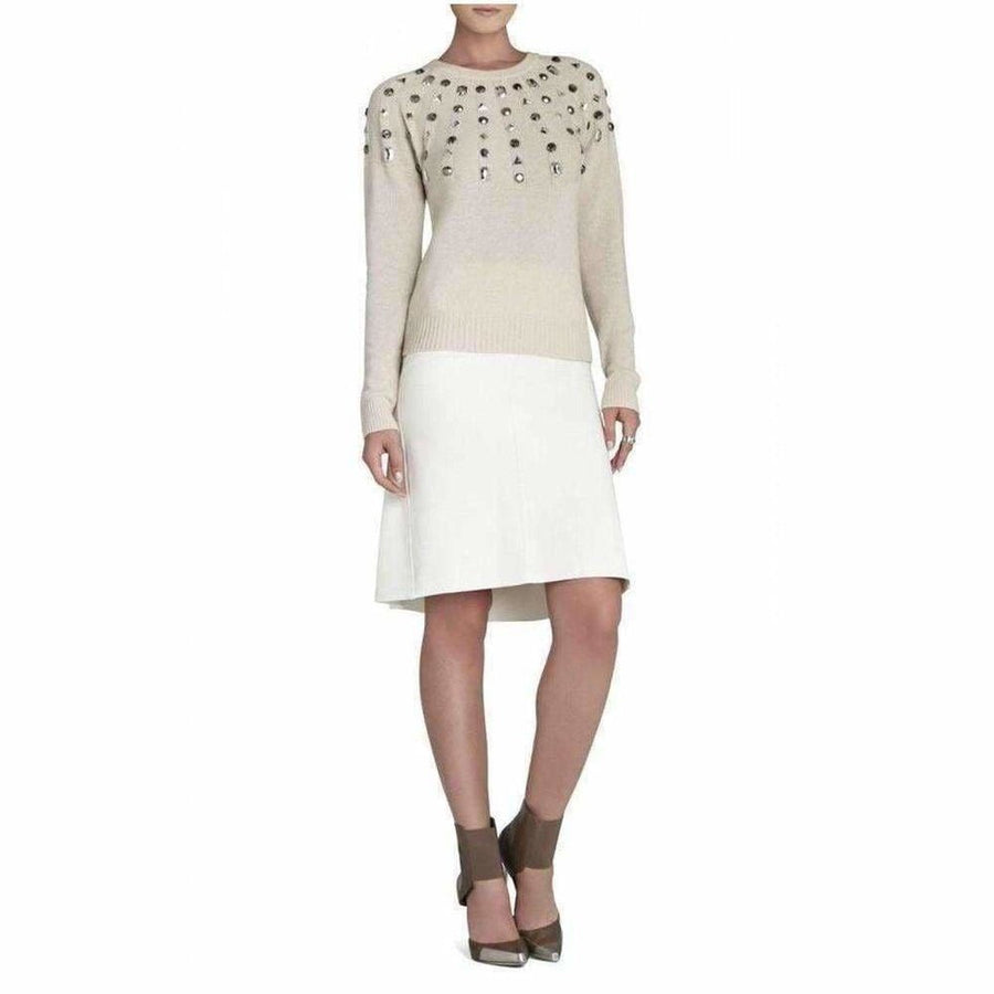 BCBGMAXAZRIA-Miri Beaded Crewneck Cashmere Blend Pullover Sweater - Runway Catalog